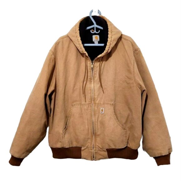 Carhartt Other - Carhartt J140 Duck Canvas Hooded Quilt Lined Heavy Work Zip Jacket Coat